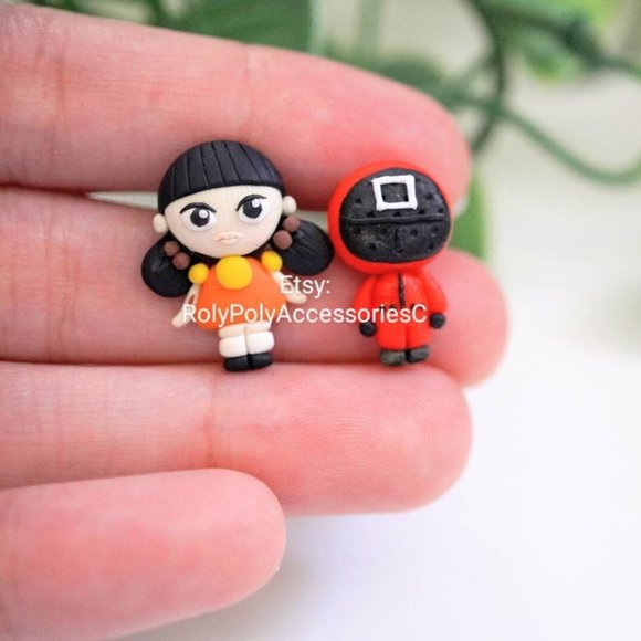 Squid Game Movie Netflix Polymer Clay Earrings - Picture 1 of 2